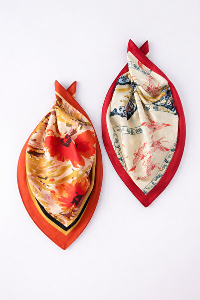 TRENDYOL SHOES Eșarfă de damă alb-portocaliu, pachet de 2