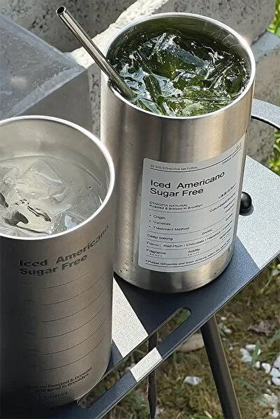 Perotti Antrasit 600 ml Paslanmaz Çelik Pipetli Termos Bardak - Sızdırmaz Kapaklı XL Mug
