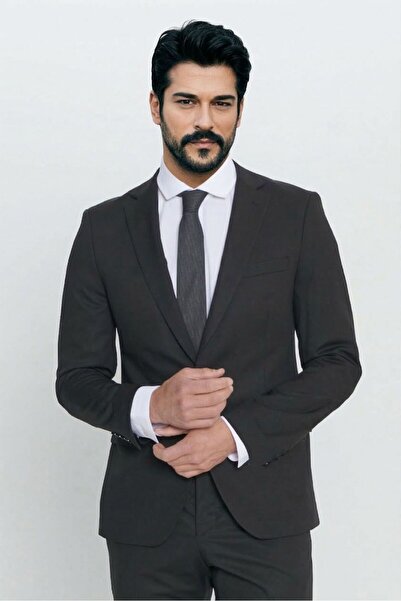 ALTINYILDIZ CLASSICS Erkek Siyah Slim Fit Dar Kesim Mono Yaka Takım Elbise