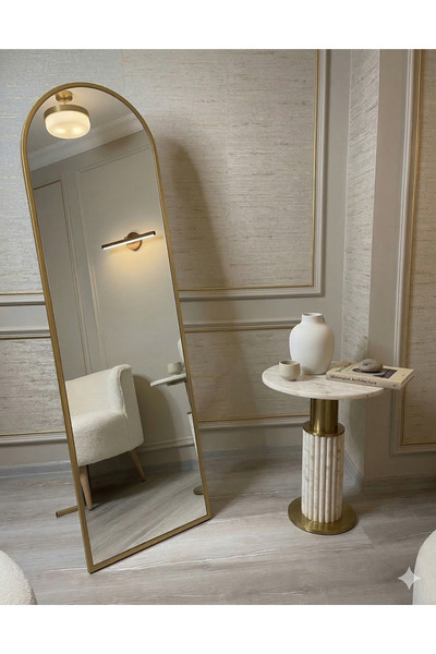 Ersan Dizayn 50x160 Gold Oval Ayaklı Boy Aynası - Şişecam 4 mm Gerçek Ayna - ...