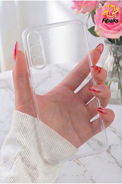 Fibaks Galaxy A34 Kılıf Kamera Korumalı Renksiz Şeffaf Esnek Silikon Kapak