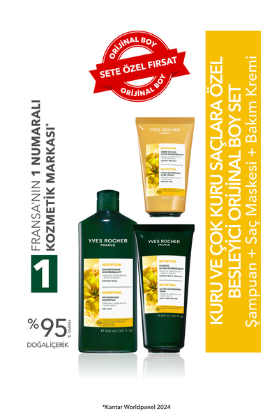 Yves Rocher Kuru ve Çok Kuru Saçlar İçin Besleyici Bakım Seti