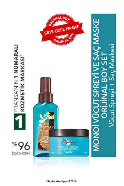 Yves Rocher Monoi Vücut Spreyi ve Saç Maske Seti