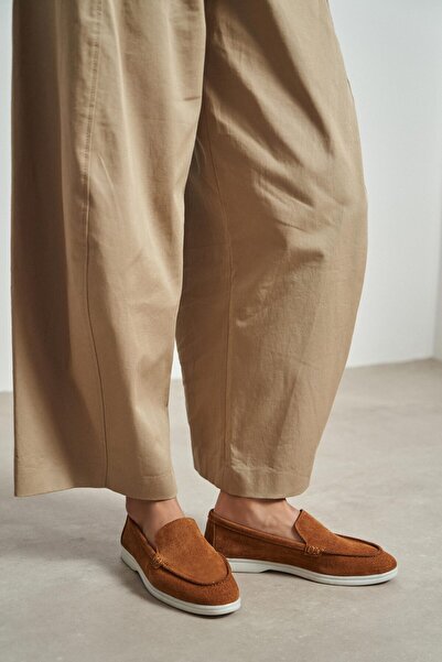 NİŞANTAŞI SHOES Γυναικείες μπαλαρίνες Vayne από γνήσιο δέρμα - Tan, Flat Sole