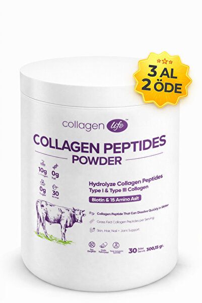 COLLAGEN LIFE %100 Hidrolize Kolajen Peptitler Biotin Ve 15 Amino Asit İçeren...
