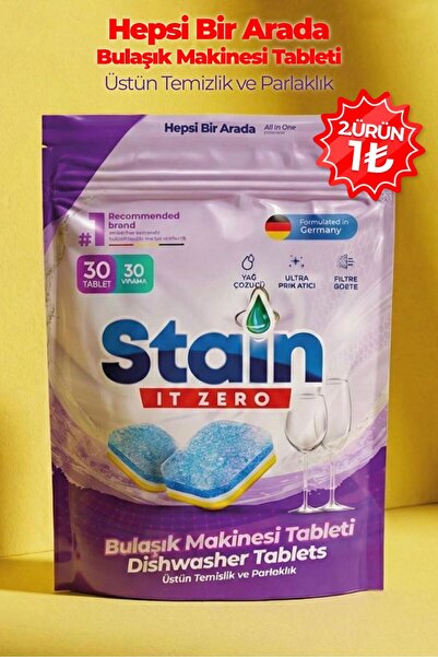 Stain İt Zero Hepsi Bir Arada Bulaşık Makinesi Tableti & Güçlü Temizlik Üstün...