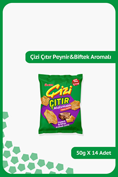 Ülker ÇİZİ ÇITIR - Peynirli&Biftek Aromalı - 50 gram - 14 Adet