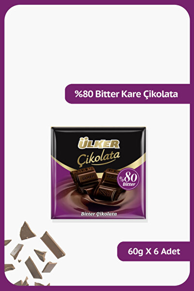 Ülker %80 Bitter Çikolata - 60 gram - 6 Adet