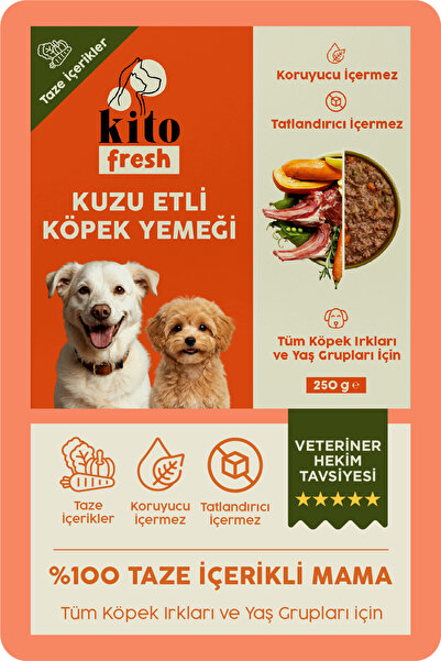 kito Fresh Kuzu Etli Köpek Yemeği %100 Taze İçerikli Mama 250 gr