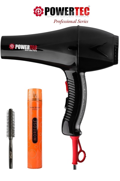 POWERTEC TR-901 Turbo Profesyonel Fön Makinası Berber Fön Fırçası Morfose Saç...