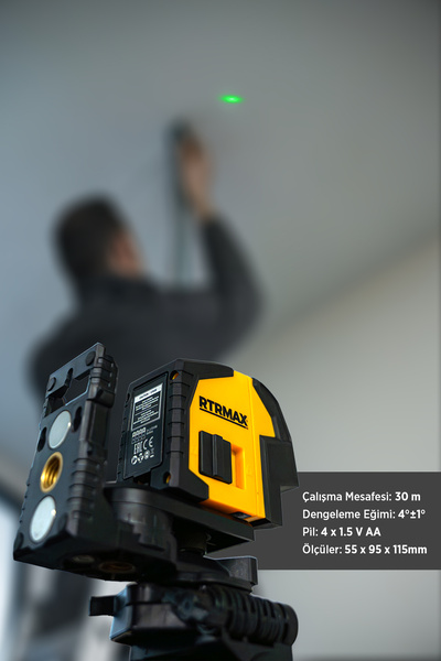 Rtrmax Rtm050 Profesyonel Yatay Ve Dikey 3 Noktalı Yeşil Lazer Şakül