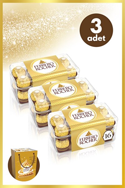 Ferrero Rocher Çikolata 16'lı 200 Gr Ferrero Rocher Çanta Hediyeli - 3 Adet