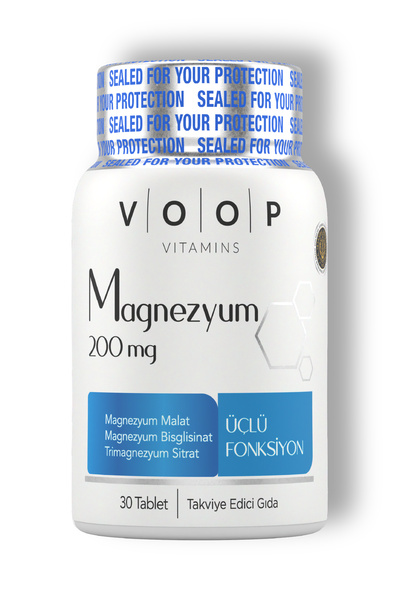 VOOP Magnezyum Malat, Sitrat Ve Bisglisinat - 200 Mg | 30 Tablet