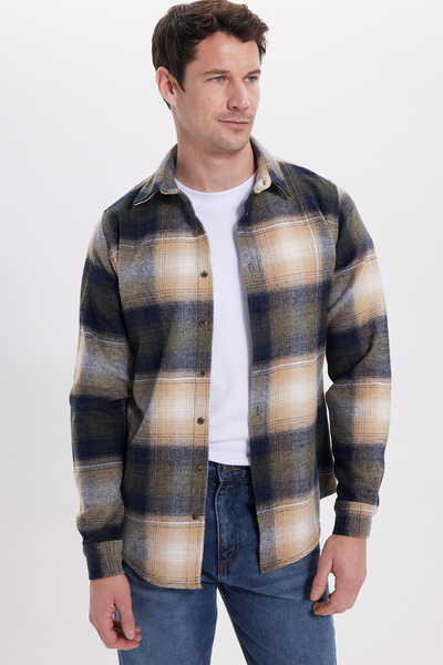 Tudors Erkek Slim Fit Dar Kesim Kareli Kışlık Oduncu Gömlek