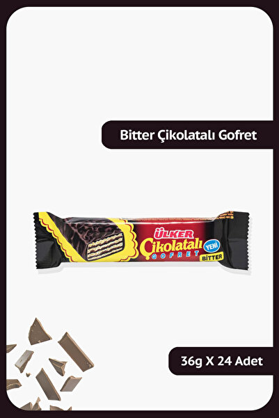 Ülker Çikolatalı Gofret Bitter - 36 gram - 24 Adet