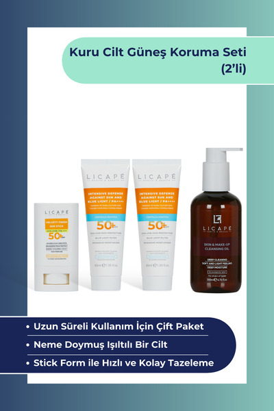 Licape Kuru Cilt Güneş Koruma Seti | Stick + Kuru Ciltler için Güneş Kremi (2...