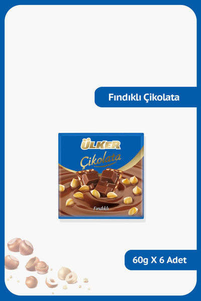 Ülker Fındıklı Kare Çikolata - 60 gram - 6 Adet