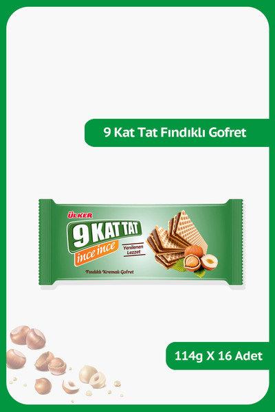 Ülker 9 KAT TAT Fındıklı Gofret - 114 Gram - 16 Adet