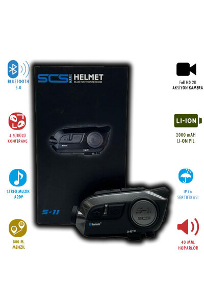 SCS S11 MOTOSİKLET KAMERALI BLUETOOTH VE INTERCOM SETİ