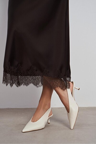 NİŞANTAŞI SHOES Lunix Beige Matte Pointed Toe Slingback Stiletto Heel U Women...