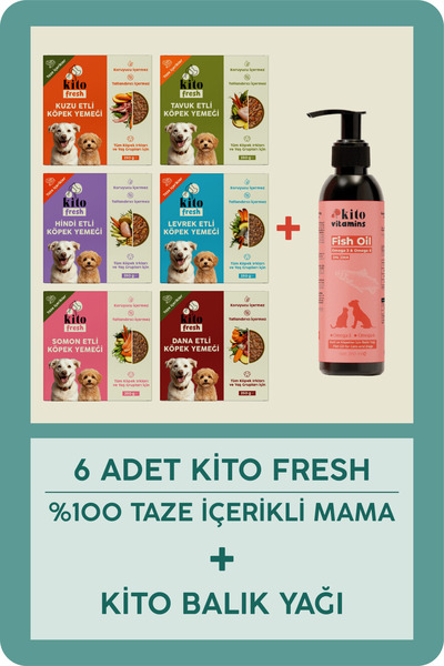 kito Fresh Taze Köpek Yemeği Tanışma Paketi Ve Premium Balık Yağı (200 ML)