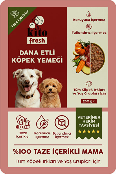 kito Fresh Dana Etli Köpek Yemeği %100 Taze İçerikli Mama 250 gr