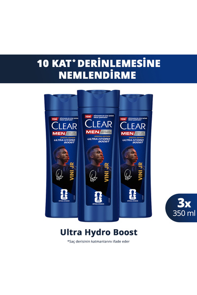 Clear Men Kepeğe Karşı Etkili Şampuan Vini Jr. Ultra Hydro Boost 350 ml x3