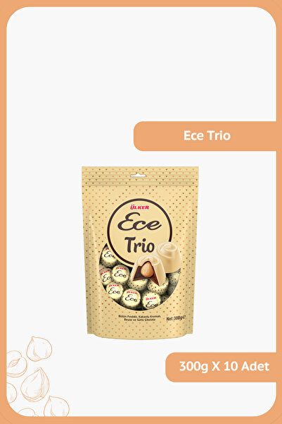 Ülker ECE TRİO İkramlık Bütün Fındıklı Beyaz ve Sütlü Çikolata - 300 gram - 1...