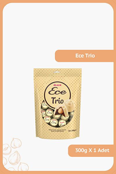 Ülker ECE TRİO İkramlık Bütün Fındıklı Beyaz ve Sütlü Çikolata - 300 gram