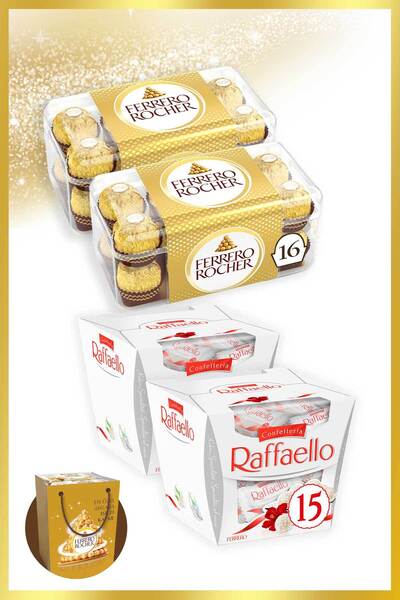 Ferrero Rocher Çikolata 16'lı 200 Gr ve Raffaello Çikolata 15'li 150 Gr Ferre...