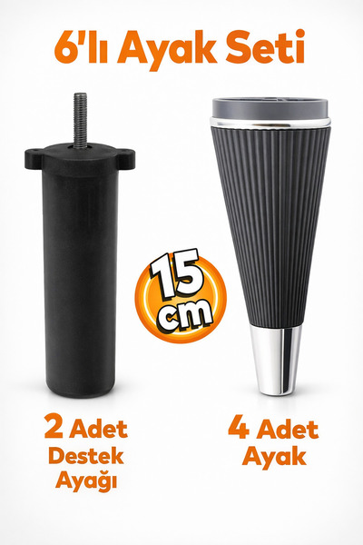 Badem10 Set de 6 din fier - Unitate TV neagră, canapea extensibilă și suport ...