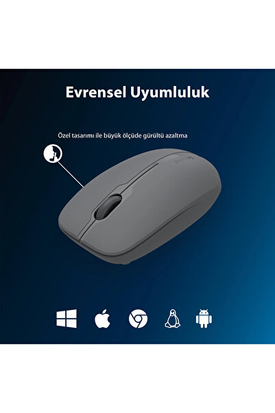Philips SPK7418 Kablosuz 1600 DPI 3 Tuşlu Optik Mouse Gri