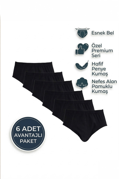 Tudors Мъжки 6-пакет памучни еластични слипове Черно трикотажно бельо