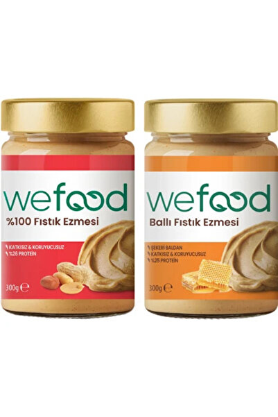 Wefood %100 Fıstık Ezmesi 300 gr + Ham Ballı Fıstık Ezmesi 300 gr