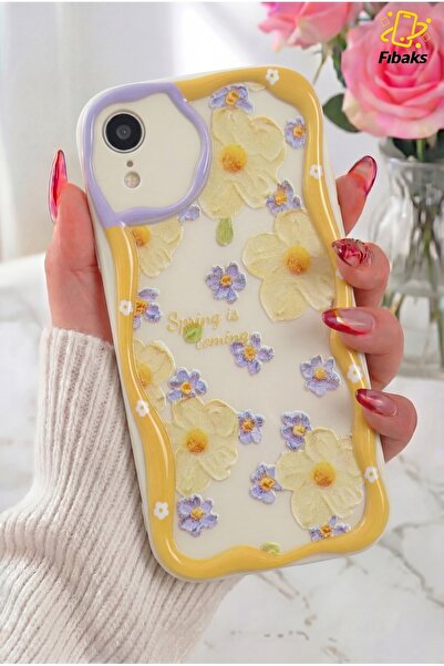 Fibaks iPhone XR Kılıf Tasarımlı Desenli Kamera Korumalı Papatya Çiçek Renkli...