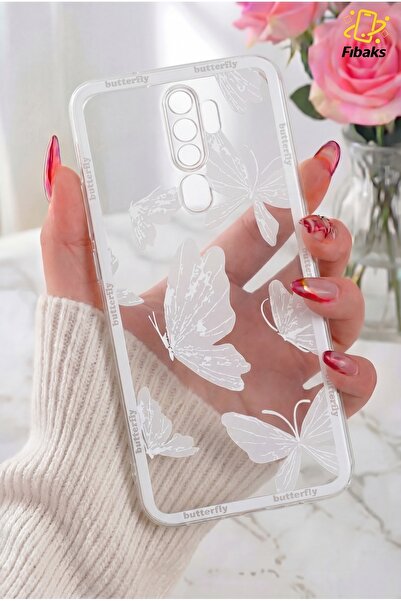 Fibaks حافظة لهاتف اوبو A5/A9 2020، تصميم شفاف على شكل فراشة، غطاء من السيليك...