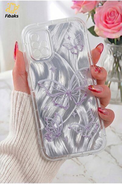 Fibaks Galaxy A71 Case with Camera Protection, Shiny Hologram Butterfly Patte...