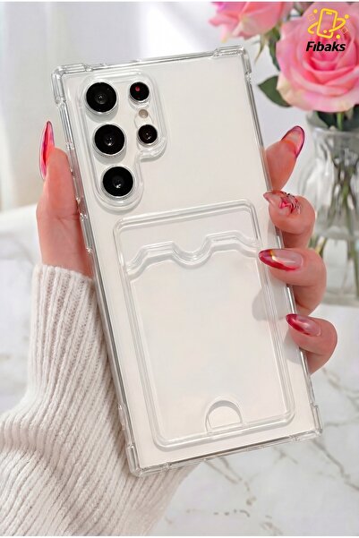 Fibaks Galaxy S25 Ultra Kılıf Kamera ve Köşe Korumalı Arkası Kartlıklı Cüzdanlı Darbe Emici Kapak