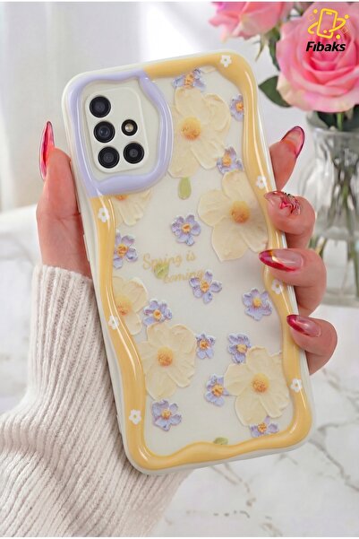 Fibaks Galaxy A71 Kılıf Tasarımlı Desenli Kamera Korumalı Papatya Çiçek Renkl...