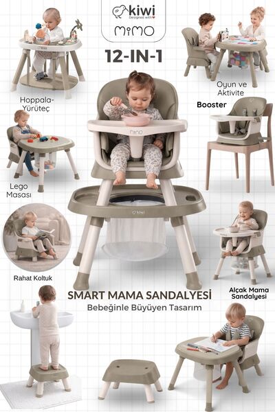 Kiwi Mimo 12’si 1 Arada Çok Fonksiyonlu Mama Sandalyesi – Oyun & Aktivite Mas...