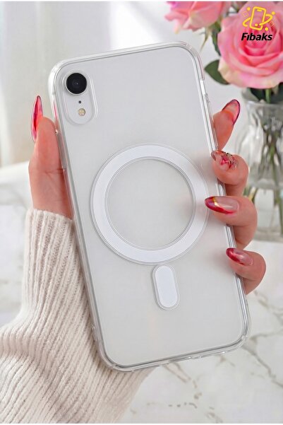 Fibaks iPhone XR Kılıf Magsafe Wireless Kablosuz Şarj Destekli Sert Şeffaf Da...
