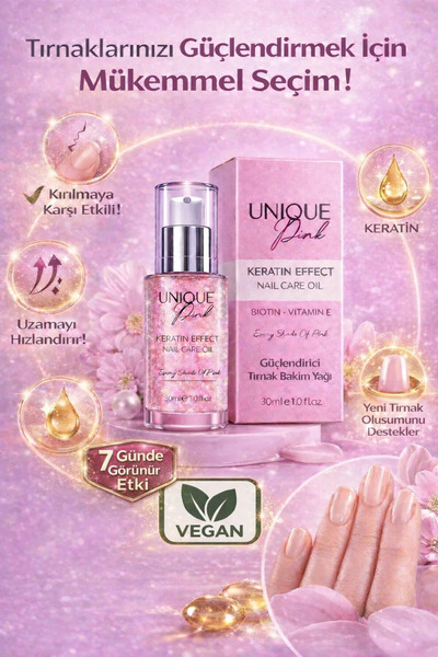 Unique Pink Hızlı Uzamaya Yardımcı Keratin-Biotin-Vitamin E Özlü Güçlendirici...
