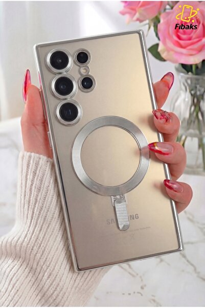 Fibaks Galaxy S24 Ultra Kamera Lens Korumalı Magsafe Şarj Kilifi Şeffaf Yumuş...