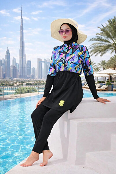 MAG FASHİON Plus Size 4 Piece Gilet Full Covered Hijab Μαγιό - Μπουρκίνι