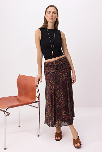 Trendyol Collection Многоцветна макси пола с набрани/драпирани детайли в стил...