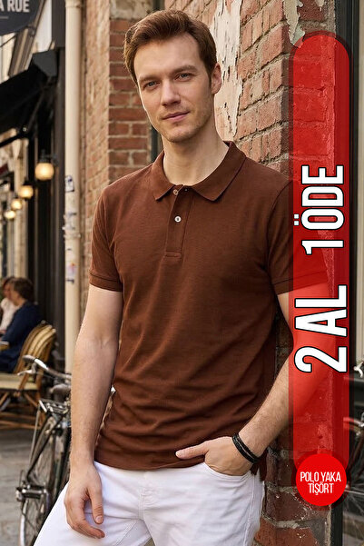 Tudors Erkek Slim Fit Dar Kesim Pamuklu Yumuşak Doku Nefes Alan Kumaş Kahvere...