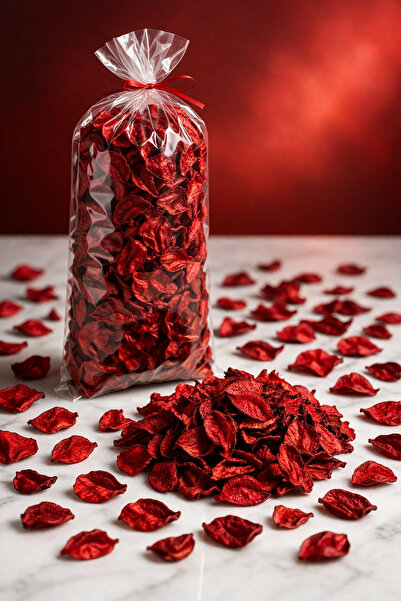 ZEYMERADE Kırmızı Gül Kurusu Yaprağı, Romantik Dekor Hediye Süs Düğün Kına Sö...