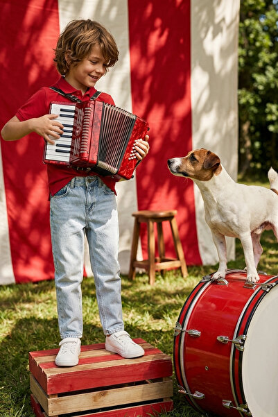 TRENDYOLKIDS Pantaloni din denim elastic, ajustabili, flexibili, pentru băieț...