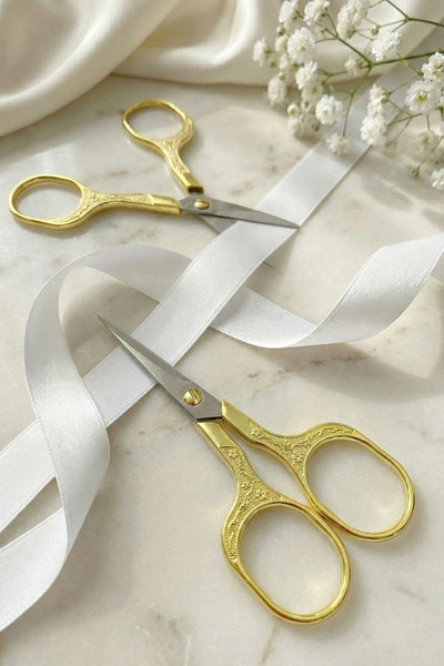 ZEYMERADE Ψαλίδι Κεντήματος Söz Nişan Χρυσό, με άνοιγμα κορδέλας, για ειδικές...