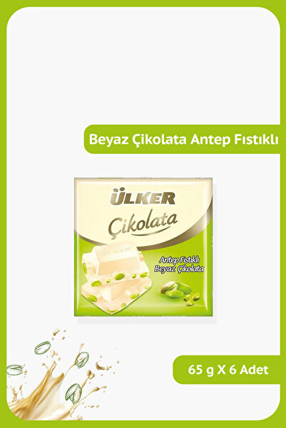 Ülker Antep Fıstıklı Beyaz Çikolata - 65 gram - 6 Adet